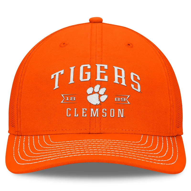 Casquette réglable Top of the World Orange Clemson Tigers Carson Trucker pour hommes