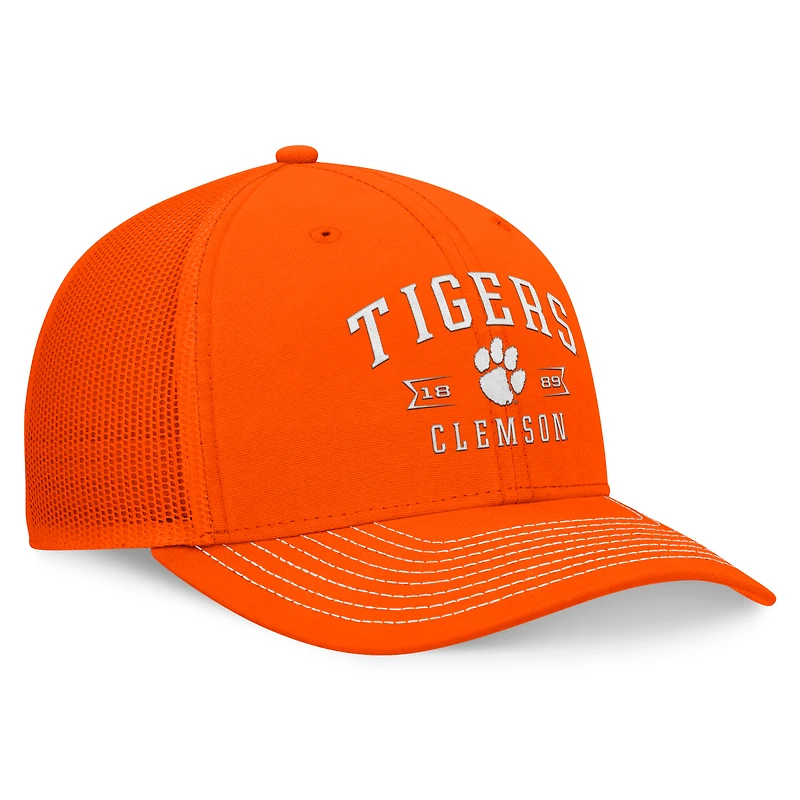 Casquette réglable Top of the World Orange Clemson Tigers Carson Trucker pour hommes