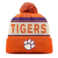 Bonnet tricoté à revers orange Top of the World pour homme avec pompon Clemson Tigers