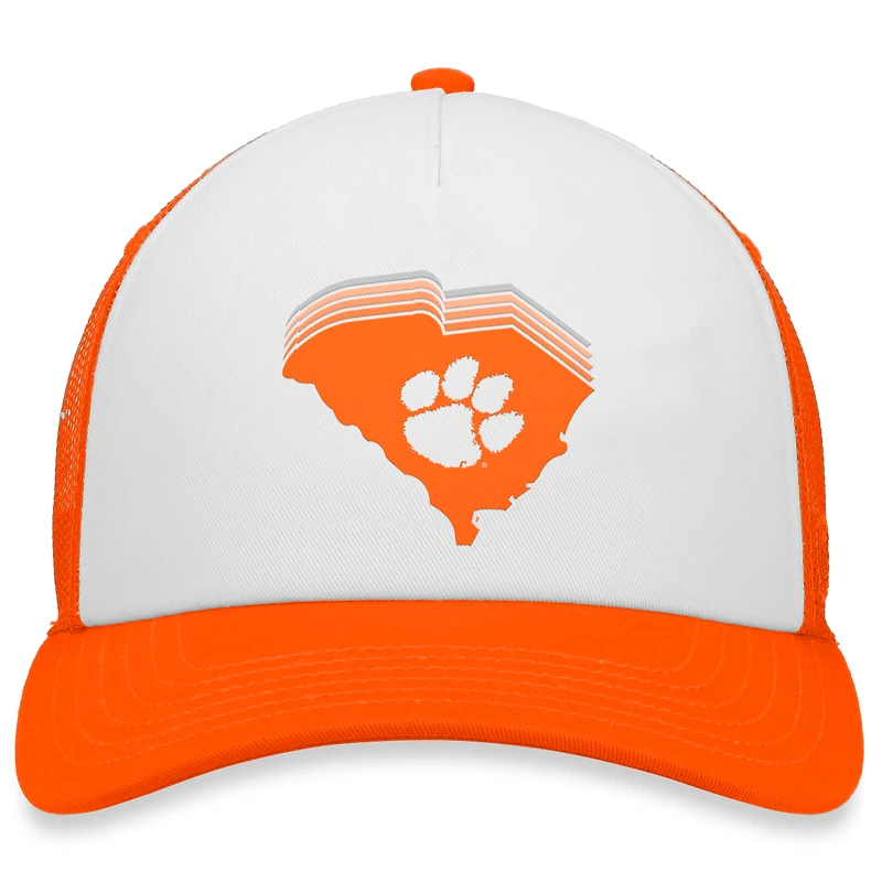 Casquette Snapback Tone Down Trucker Top of the World Clemson Tigers blanche/orange pour homme