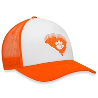 Casquette Snapback Tone Down Trucker Top of the World Clemson Tigers blanche/orange pour homme