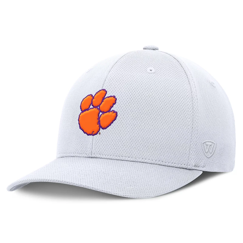 Casquette Flex Top of the World blanche avec logo Clemson Tigers Reflex pour homme