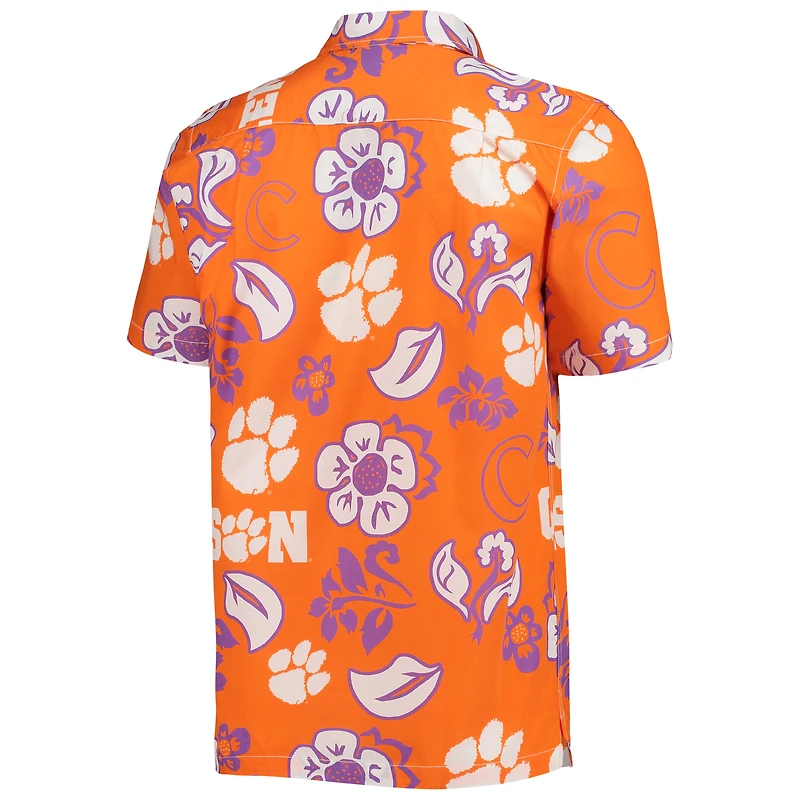 Chemise Wes & Willy Orange Clemson Tigers à fleurs boutonnée pour homme