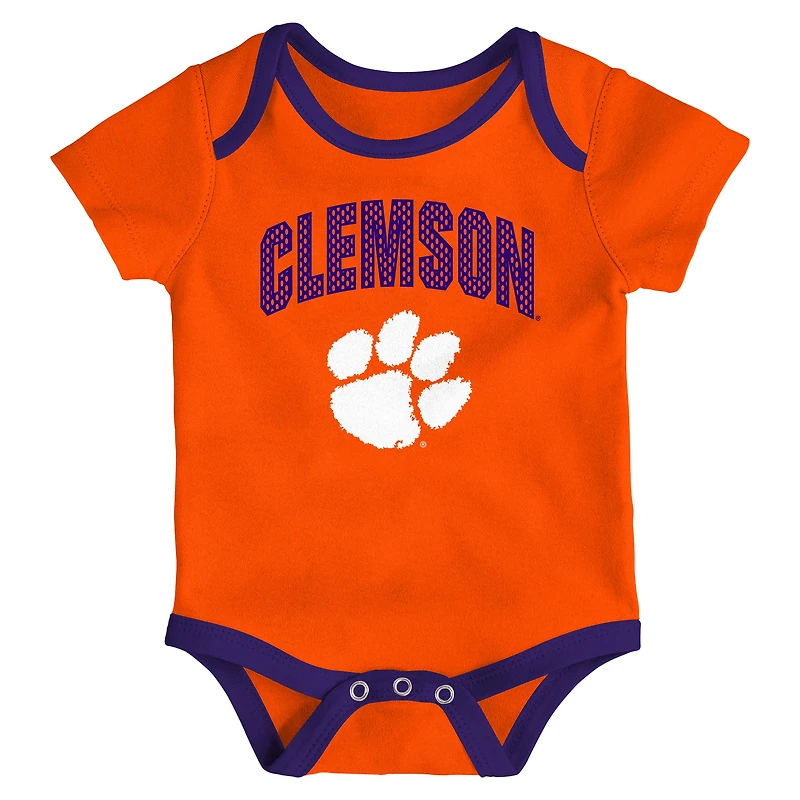 Ensemble de trois bodies pour nouveau-né et nourrisson Outerstuff Clemson Tigers jouer toute la journée