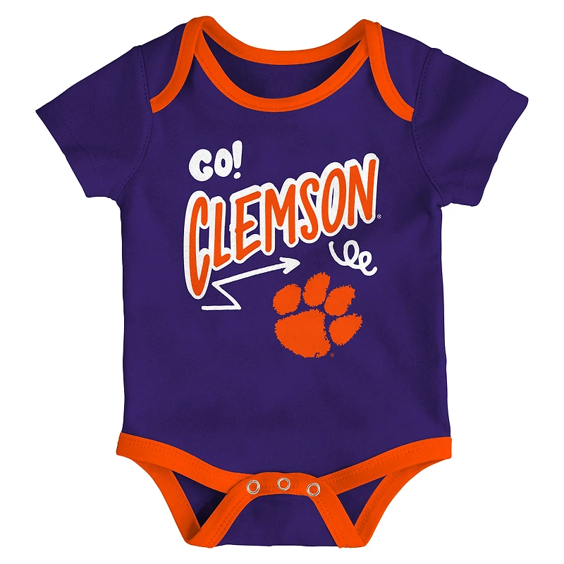 Newborn & Infant Outerstuff Clemson Tigers Three-Pack All Day Play Bodysuit Set