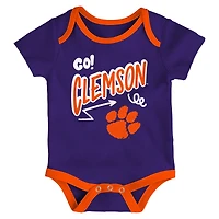 Newborn & Infant Outerstuff Clemson Tigers Three-Pack All Day Play Bodysuit Set