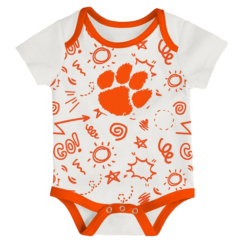 Ensemble de trois bodies pour nouveau-né et nourrisson Outerstuff Clemson Tigers jouer toute la journée