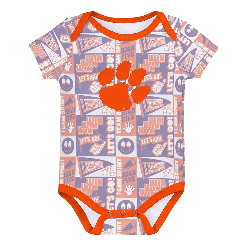 Newborn Orange Clemson Tigers Sunday Comics 3-Pack Bodysuit Set
