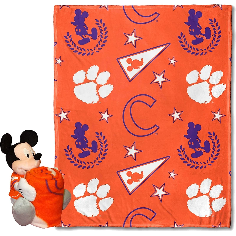 Ensemble coussin et jeté en soie Mickey Hugger Northwest x Disney Clemson Tigers