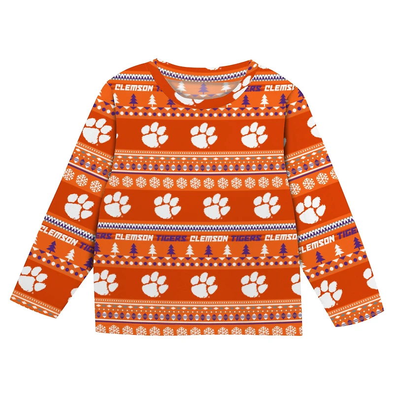 Preschool Outerstuff  Orange Clemson Tigers Ugly Sweater Pajama Set