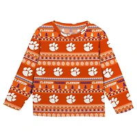 Preschool Outerstuff  Orange Clemson Tigers Ugly Sweater Pajama Set