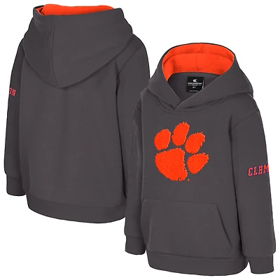 Sweat à capuche en polaire gros logo pour tout-petits Colosseum Charcoal Clemson Tigers