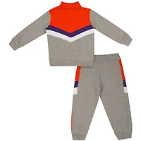 Ensemble sweat-shirt et pantalon de survêtement Clarence Fleece à quart zip pour tout-petits Colosseum Heather Grey Clemson Tigers