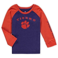 T-shirt raglan à manches longues pour tout-petits, motif tigres de Clemson, violet chiné Colosseum