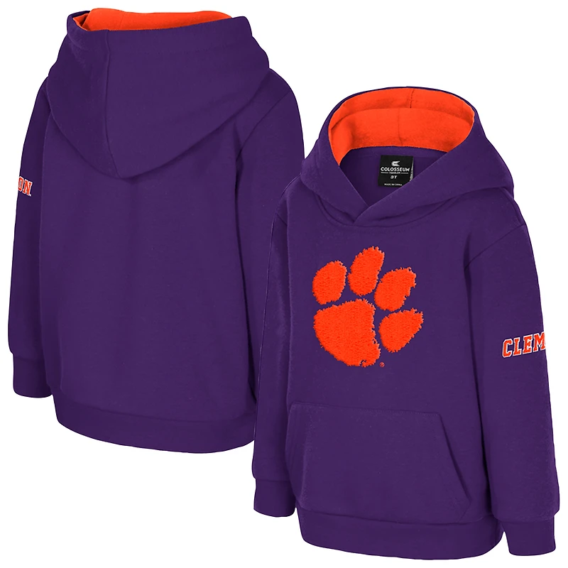 Sweat à capuche en polaire gros logo violet Colosseum pour tout-petits des Tigers de Clemson