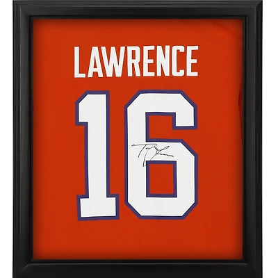 Maillot Nike orange en édition limitée, autographié par Trevor Lawrence (Clemson Tigers), sous vitrine