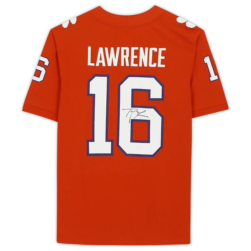 Maillot de jeu Nike orange autographié par Trevor Lawrence des Clemson Tigers - Signature au dos