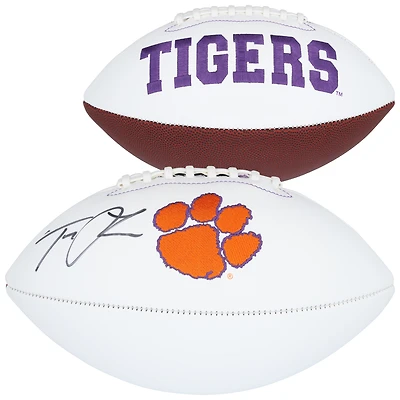 Ballon de football blanc autographié par Trevor Lawrence des Clemson Tigers