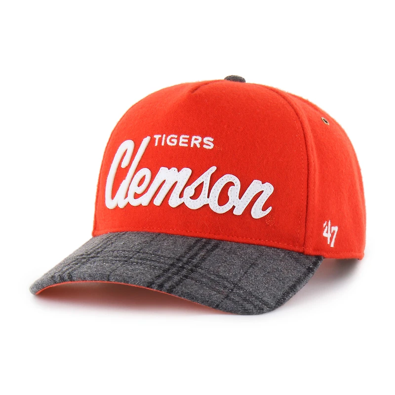 Unisex '47 Orange Clemson Tigers Windowpane Plaid Collection Hitch Adjustable Hat