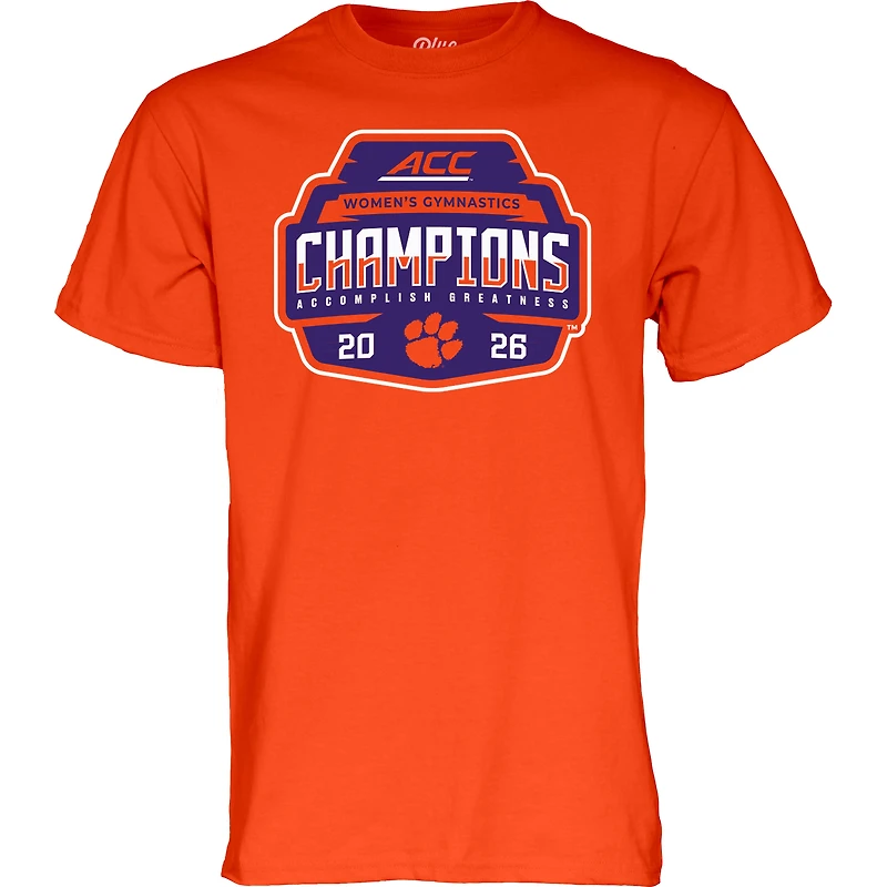 T-shirt unisexe bleu 84 orange Clemson Tigers, championnes de gymnastique féminine ACC 2026, vestiaire