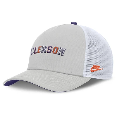 Casquette trucker unisexe Nike grise Clemson Tigers 2026 Basketball Refresh 5 panneaux