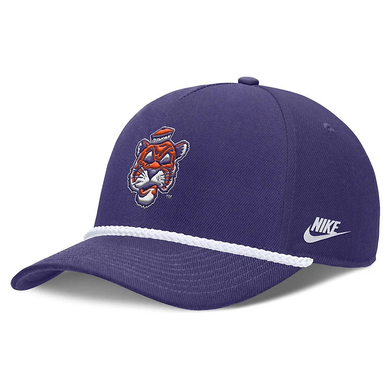 Casquette unisexe Nike violette Clemson Tigers 2026 Basketball Refresh 5 panneaux à taille corde