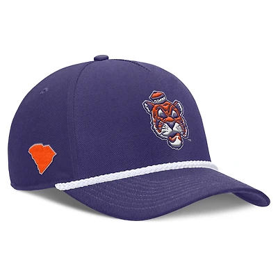 Casquette unisexe Nike violette Clemson Tigers 2026 Basketball Refresh 5 panneaux à taille corde