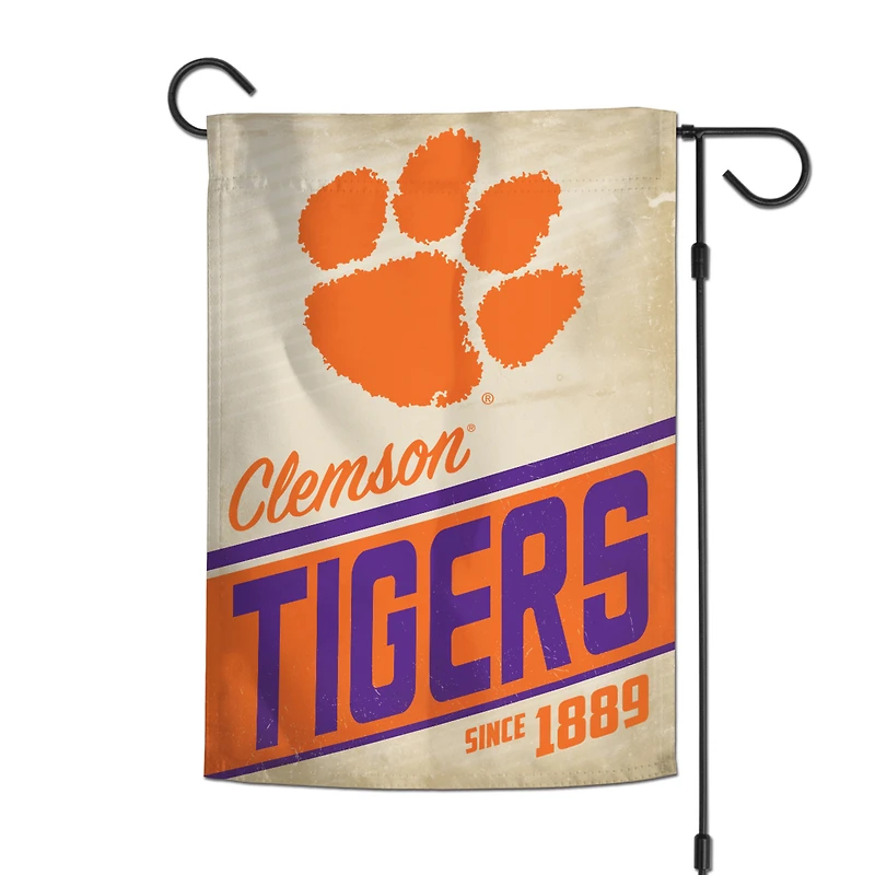 Drapeau de jardin double face WinCraft Clemson Tigers 12" x 18" avec logo rétro