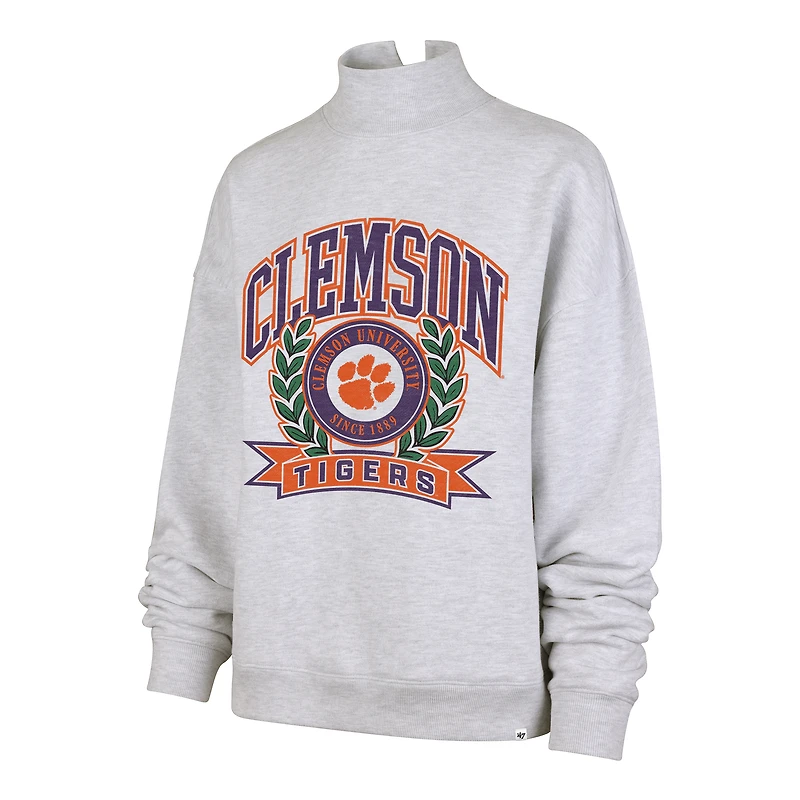 Women's '47 Gray Clemson Tigers Laurel Arch Mock Neck Sweatshirt