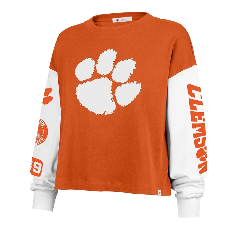 T-shirt à manches longues orange '47 Clemson Tigers Sydney pour femme