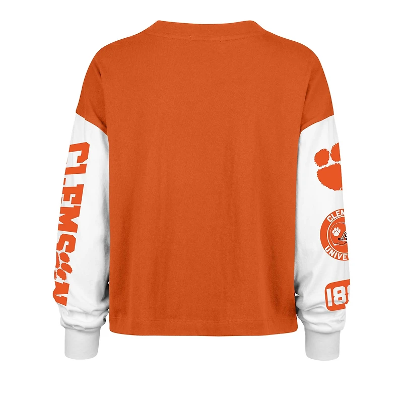 T-shirt à manches longues orange '47 Clemson Tigers Sydney pour femme