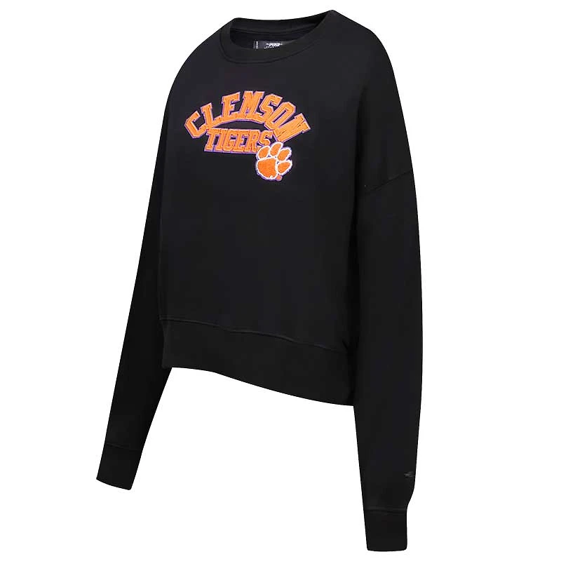 Women's Black Clemson Tigers Classic 3-Hit Pullover Sweatshirt