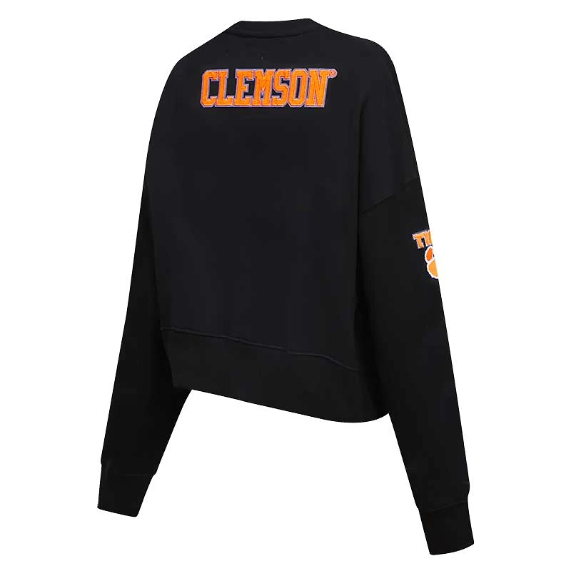 Women's Black Clemson Tigers Classic 3-Hit Pullover Sweatshirt