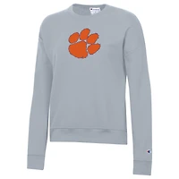 Sweat-shirt Powerblend gris Champion pour femme des Clemson Tigers