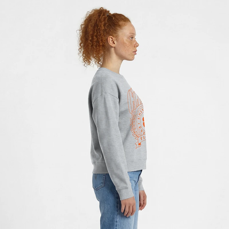 Women's Champion  Heather Gray Clemson Tigers Academic Crest Powerblend Crewneck Sweatshirt