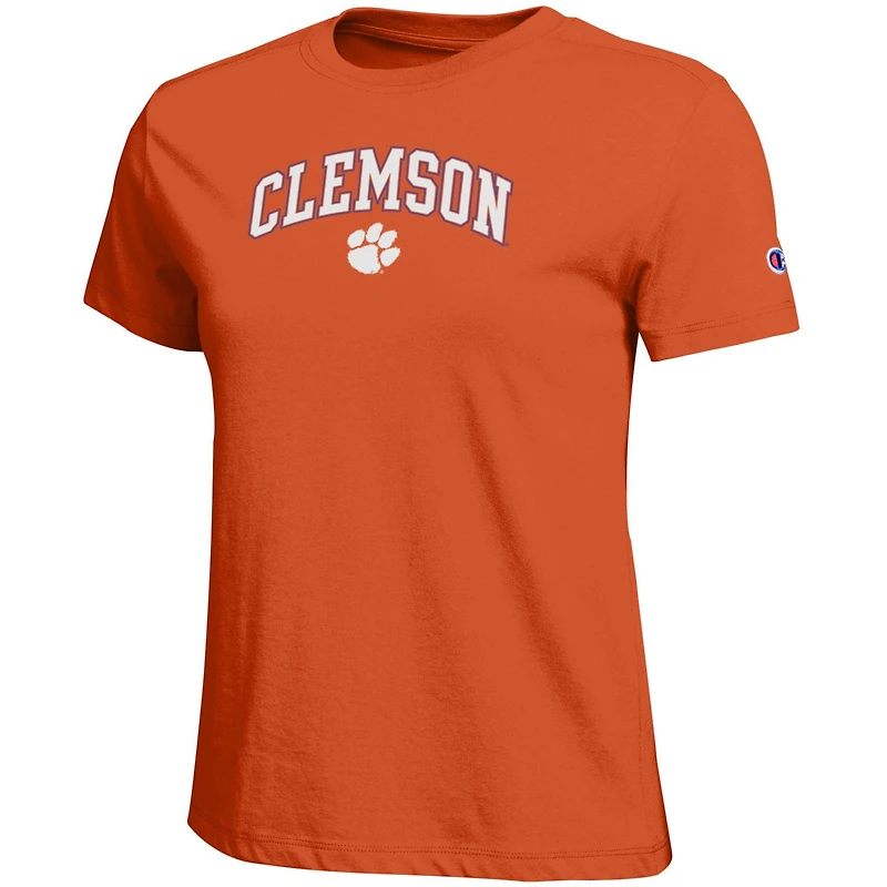 T-shirt orange avec logo arqué des Clemson Tigers, championne féminine