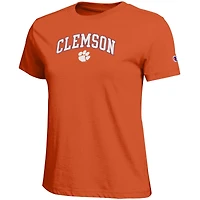 T-shirt orange avec logo arqué des Clemson Tigers, championne féminine