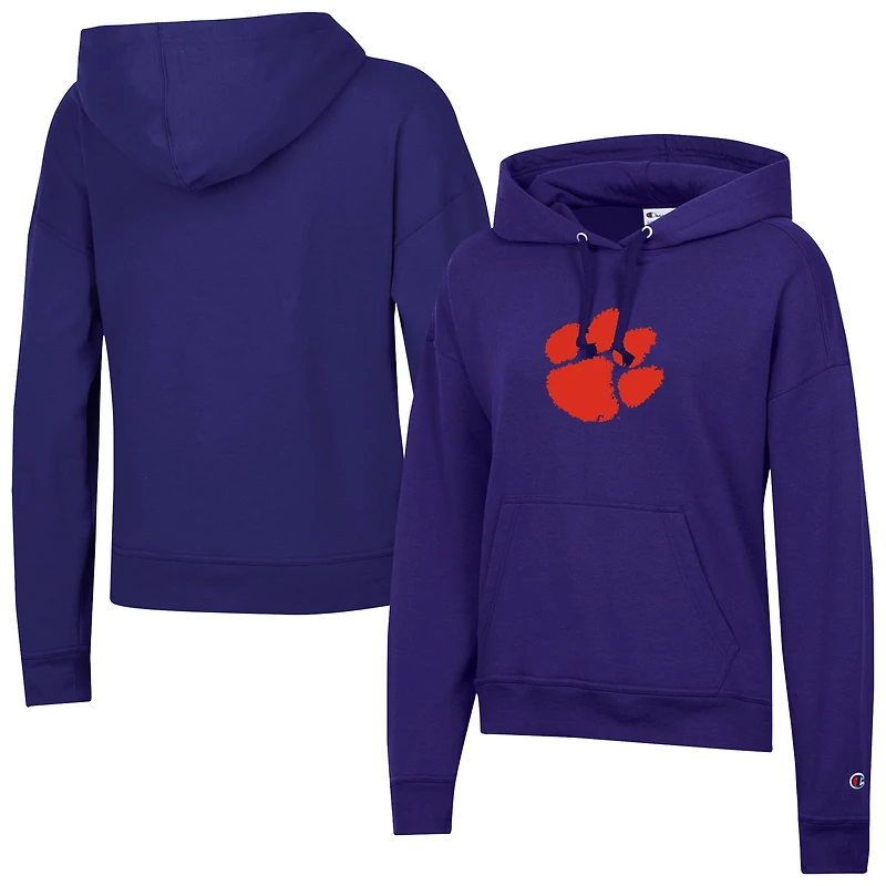 Sweat à capuche en polaire Powerblend violet pour femme Champion des Clemson Tigers