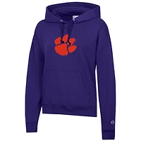 Sweat à capuche en polaire Powerblend violet pour femme Champion des Clemson Tigers