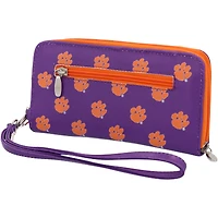 Portefeuille zippé à poignet Clemson Tigers pour femme
