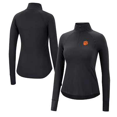 Colosseum Black Clemson Tigers Core Quinn Raglan Quarter-Zip Top pour femme