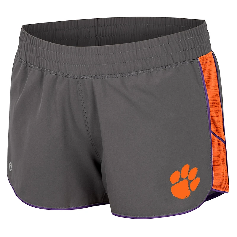 Short de running Colosseum gris pour femmes, modèle Pull The Switch des Clemson Tigers