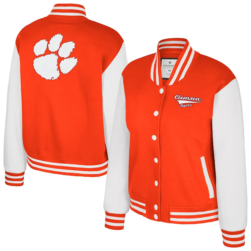 Women's Colosseum Orange Clemson Tigers French Baguette Full Snap Fleece Jacket