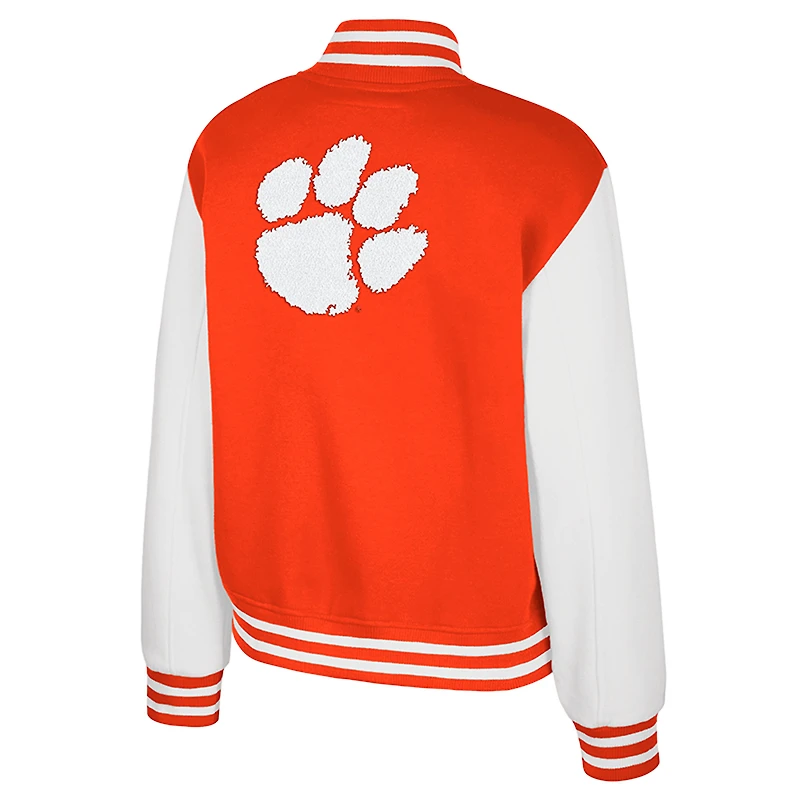 Women's Colosseum Orange Clemson Tigers French Baguette Full Snap Fleece Jacket