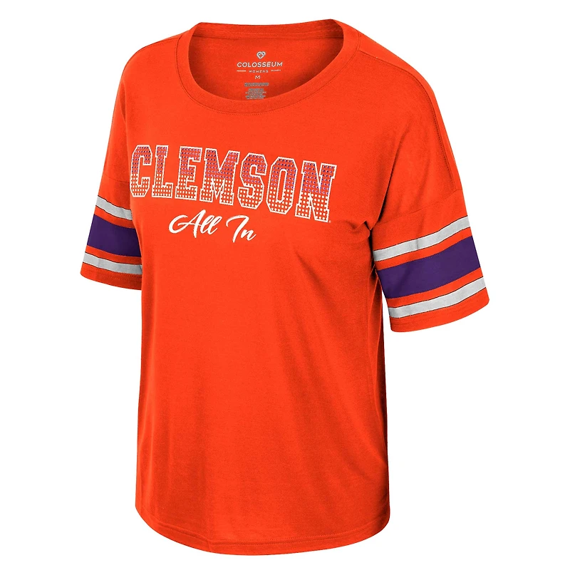T-shirt en strass pour femmes Colosseum Orange Clemson Tigers I'm Gliding Here