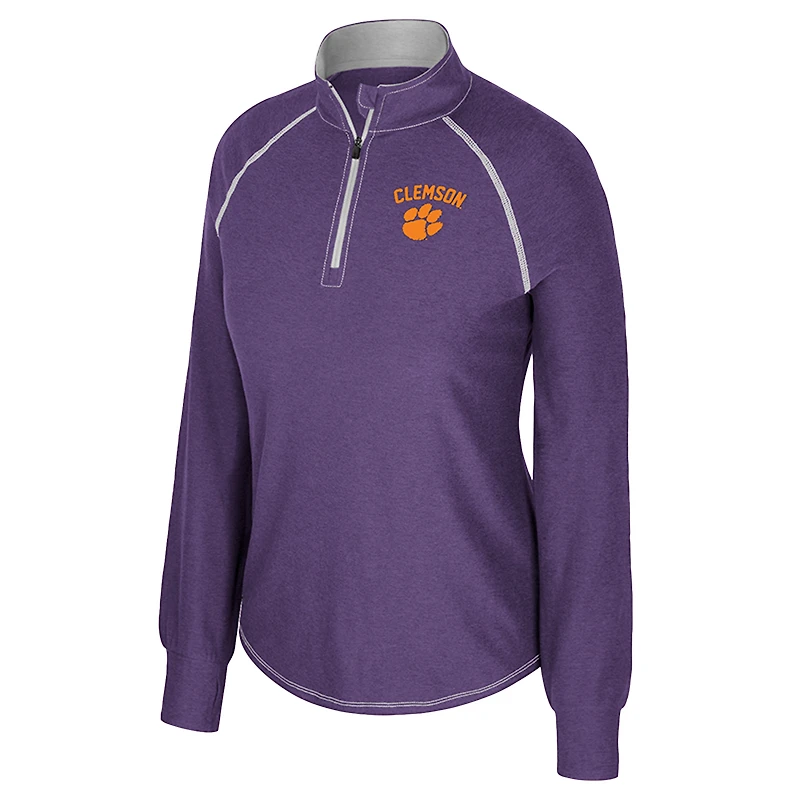 Women's Colosseum Purple Clemson Tigers Bikram Raglan Quarter-Zip Top