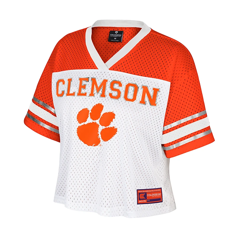 Maillot de football court blanc Colosseum Treasure pour femme des Clemson Tigers
