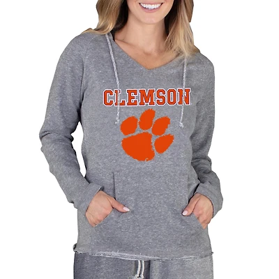 Sweat à capuche léger en tissu éponge Concepts Sport gris Clemson Tigers pour femme