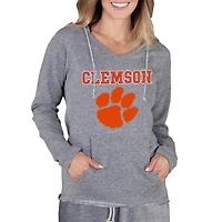 Sweat à capuche léger en tissu éponge Concepts Sport gris Clemson Tigers pour femme