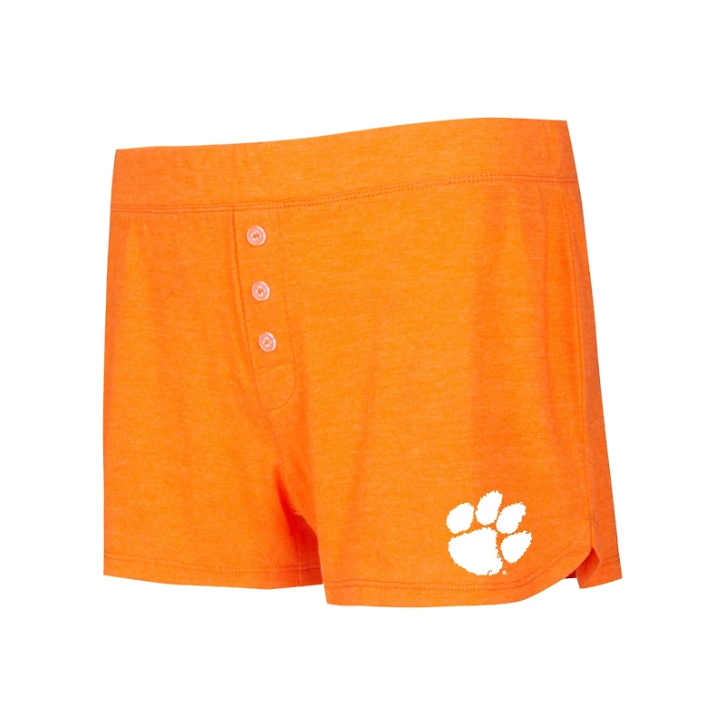 Ensemble haut à manches longues et short Concepts Sport Orange Clemson Tigers pour femme